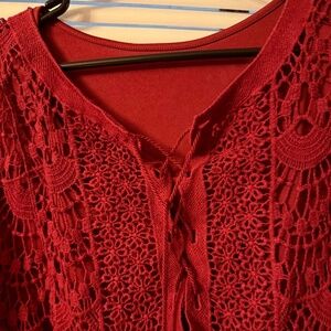 Plus-Sized Crochet Top over Shell